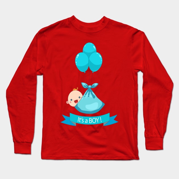 It's A Boy Long Sleeve T-Shirt by Mako Design 